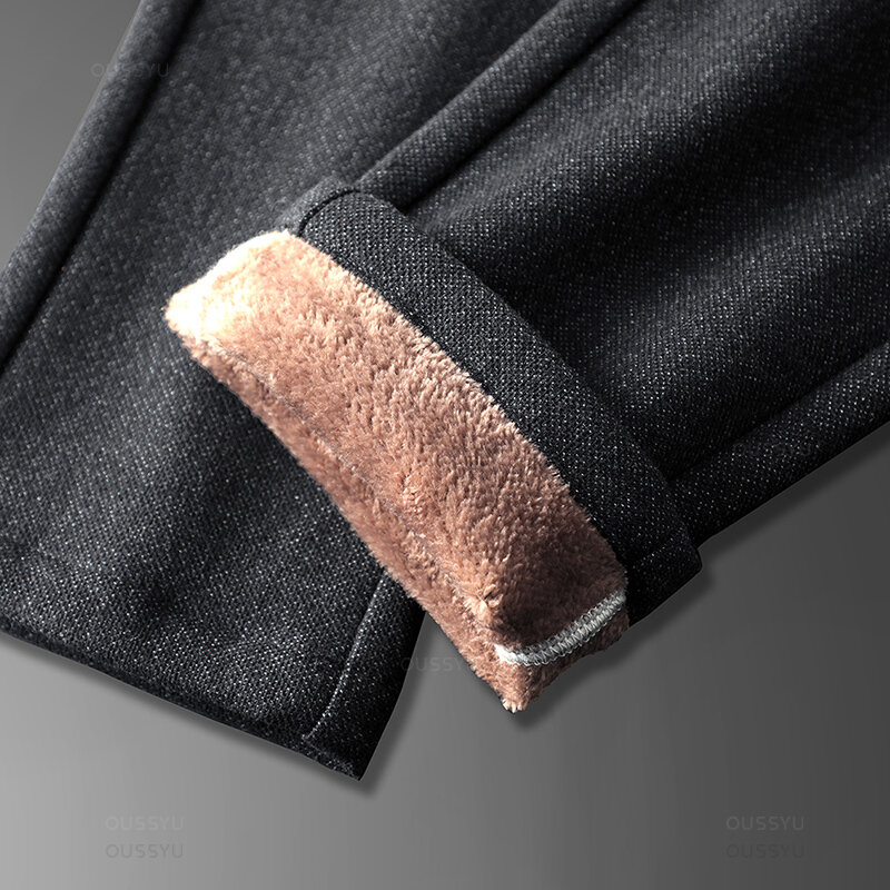 Pantalon décontracté en tissu brossé chaud pour hommes, coupe couvertes, optique commandée, velours, coton, mode d'affaires, sourire d'hiver, fjMale 28-38