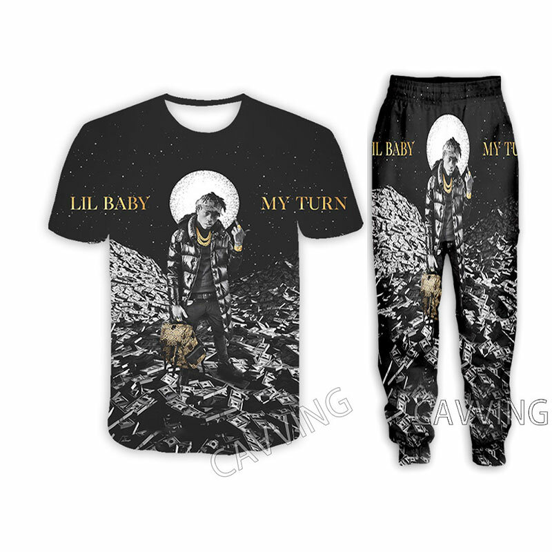 Lil Baby 3D Gedruckt Casual T-shirt + Hosen Jogging Hosen Hose Anzug Kleidung Frauen/Männer Sets für Frauen/männer