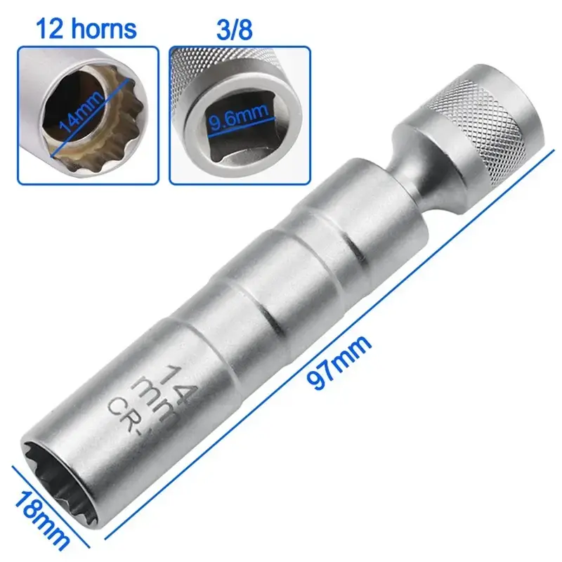 Spark Plug Remoção Tool Set, Universal Joint Plug, Wrench Adapter, 14mm, 16mm
