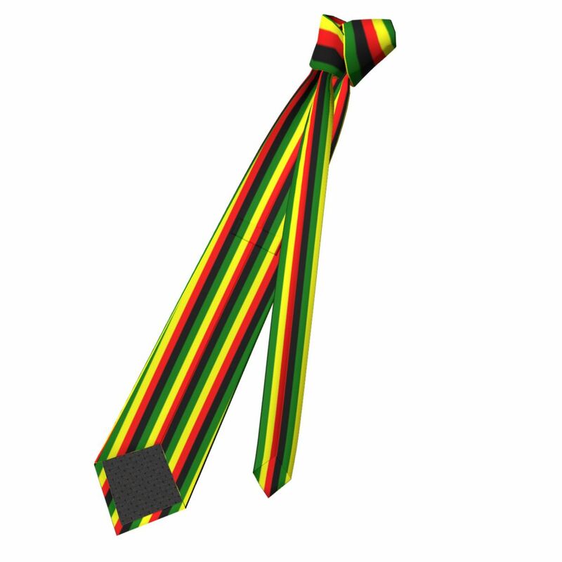 Personalized Rasta Colors Red Green Gold Bright Colored Striped Neck Ties Men Fashion Jamaican Silk Wedding Necktie