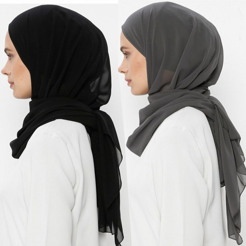 Hijab Instantané avec Casquette en Jersey de Mousseline de Soie pour Femme Musulmane, Voile, Mode Islamique, Écharpe de Sauna