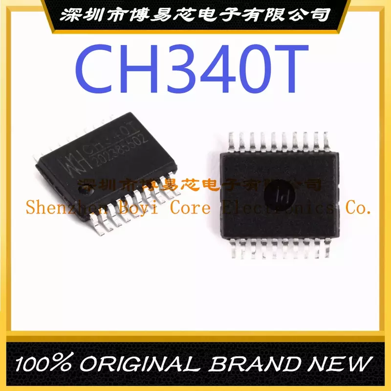 CH340T Package SSOP-20   Type: Transceiver Protocol Class: USB 2.0 Data Rate: 2Mbps