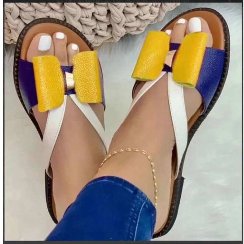 Pantofole moda estate 2024 per le donne sandali Casual con nodo a farfalla carino Lady Slides Flats Slip-On scarpe da donna Zapatos Mujer