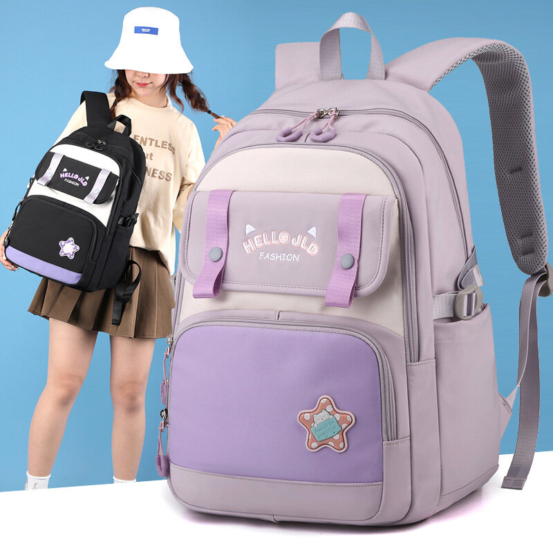Fashion Lightweight School Backpacks for Teenager Girls Large Capacity Waterproof Women's Casual Travel Bags Students Schoolbags
