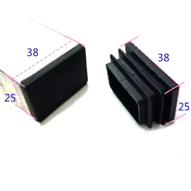 Retângulo preto plástico Blanking End Cap, tubo de tubo insere Plug, Bung Steel Leg Stopfen, Black Caps, 2 Pcs, 5 Pcs, 10x20mm, 30x 100mm