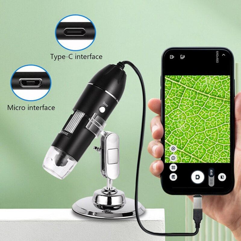 Cyfrowa kamera mikroskopowa 3w1 typu C USB przenośna elektron 500X/1000X/1600X do lutowania lupa LED naprawa telefonu komórkowego