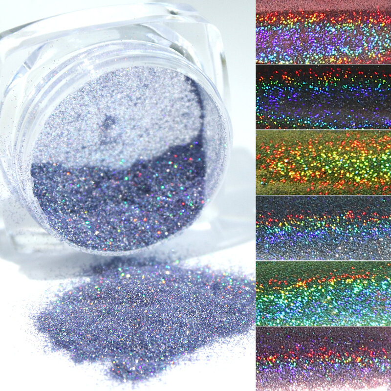 1 caja de purpurina para uñas, polvo holográfico, pigmentos de inmersión cromados, suministros de decoración de uñas láser