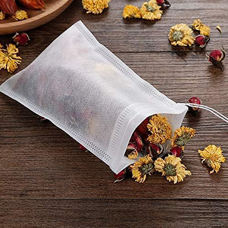 Teabags não tecidos descartáveis com cordão, saco de filtro vazio, infusor de chá, filtros de especiarias, cozinha ferramenta, 100 pcs, 50pcs