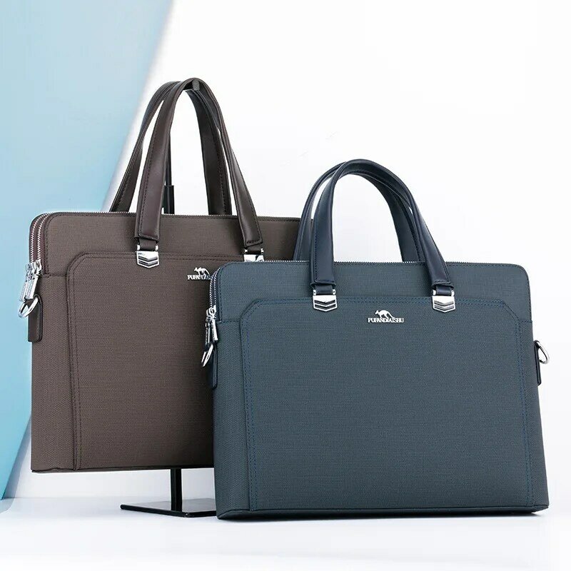 Valigetta da uomo con doppia cerniera borsa a tracolla di nuova moda borsa per Laptop da 14 pollici borsa da viaggio per borsa da lavoro maschile di grande capacità