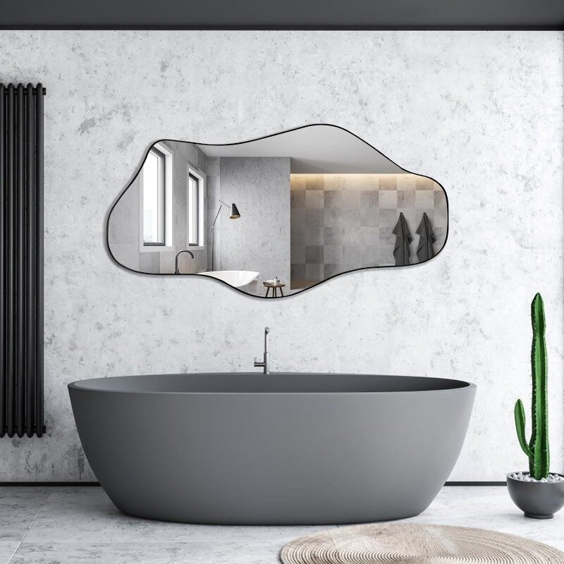 Irregular Mirror, Asymmetrical , Modern Decorative Mirror, Large Irregular Body Shape Mirror, Black Frame