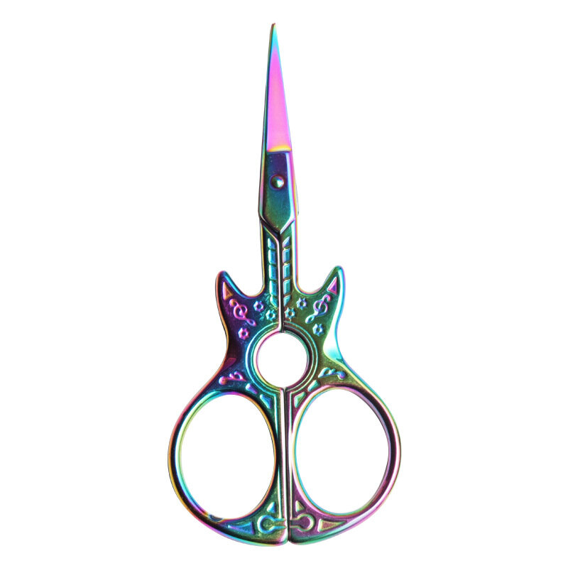 Fashion Retro Stainless Steel Guitar Scissors Tailor Cross Stitch Handicraft Sewing Tool Home Paper Cutter Shears School Office