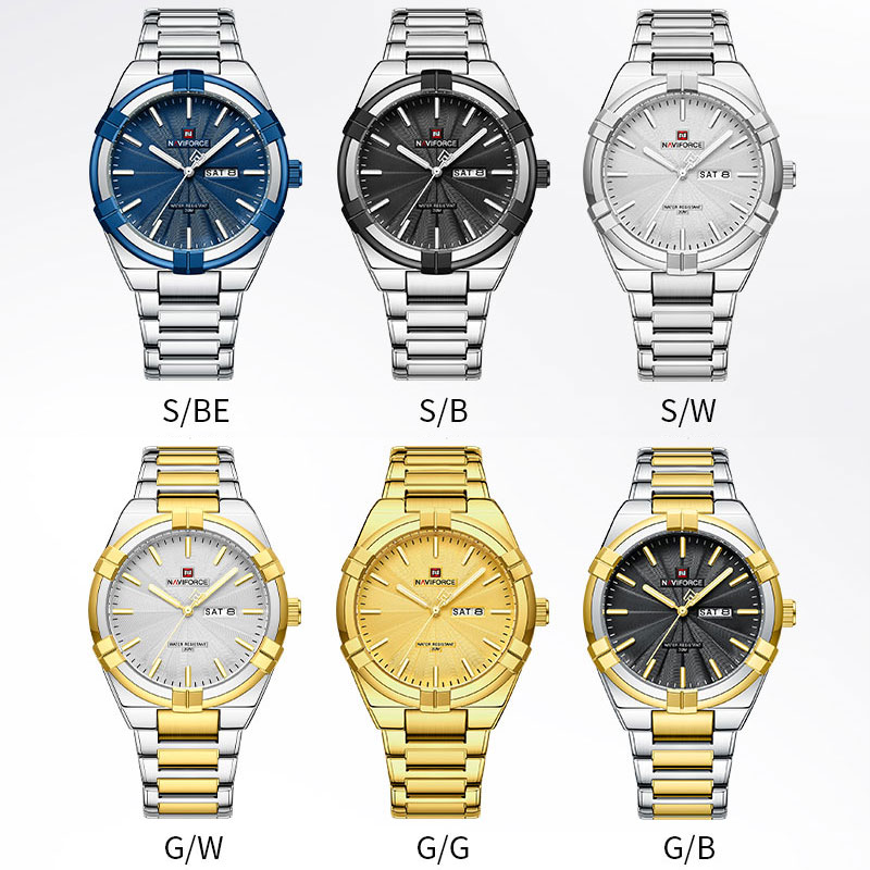 NAVIFORCE 남성용 쿼츠 시계, 럭셔리 방수 스테인리스 스틸, 캐주얼 손목시계, 탑 오리지널 브랜드, 2023 새로운 패션 디자인