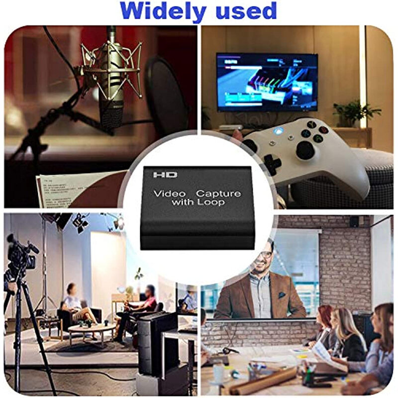 Game Capture-Karte mit Loop-Out-HDMI-kompatibel mit USB 2,0 720p 1080p 30-Hz-Video-Audio-Grabber-Box für Windows 7/8/10 PC Live-Obs
