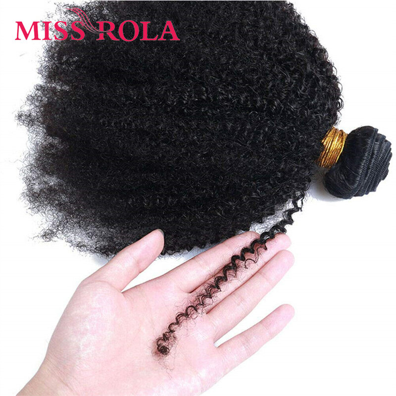 Miss Rola bundel jalinan rambut keriting ikal Afro Brazil 100% rambut manusia ekstensi rambut keriting hitam alami pakan ganda Remy