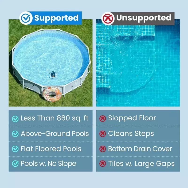 أوركا-مكنسة كهربائية آلية لاسلكية للحمام السباحة ، تنظيف حمام سباحة أتوماتيكية محمولة بمؤشر ليد ، حتى + قدم مربع ، 90 دقيقة