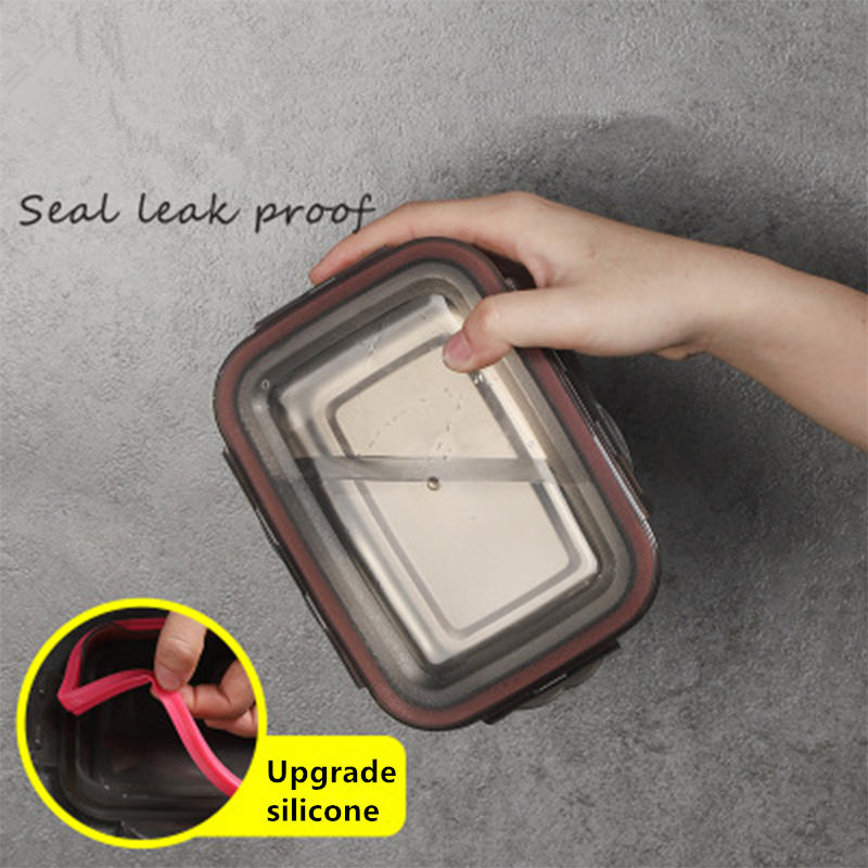 304 Stainless Steel Food Lunch Bento Box Sealed Leakproof Travel Storage Box Household Pickle Box Microwave Heating Lunchboxs