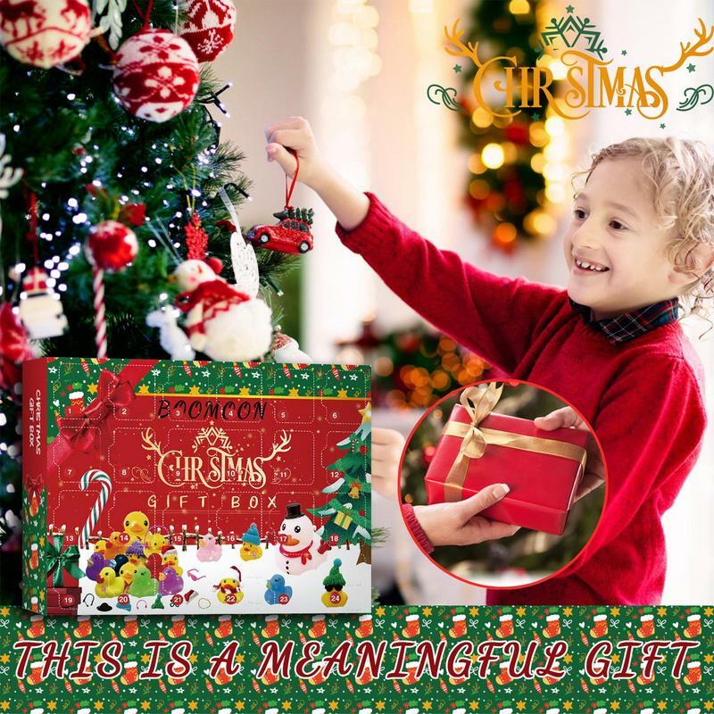 24 дня Рождества, календарь с приведением, 24 шт., набор забавных уток для ванны, рождественские игрушки обратного отсчета, подарки для детей, друзей, семьи