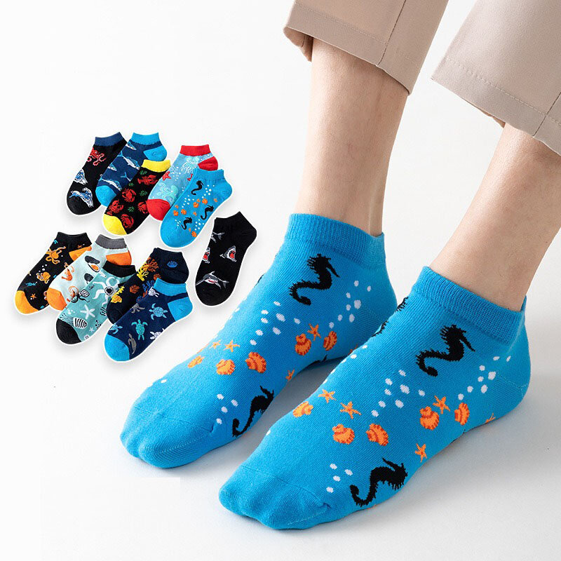 6 Pairs 2024 New Fashion Lovelty Colorful Harajuku Cute Unisex Casual Short Socks Funny Cartoon Kawaii Women Socks