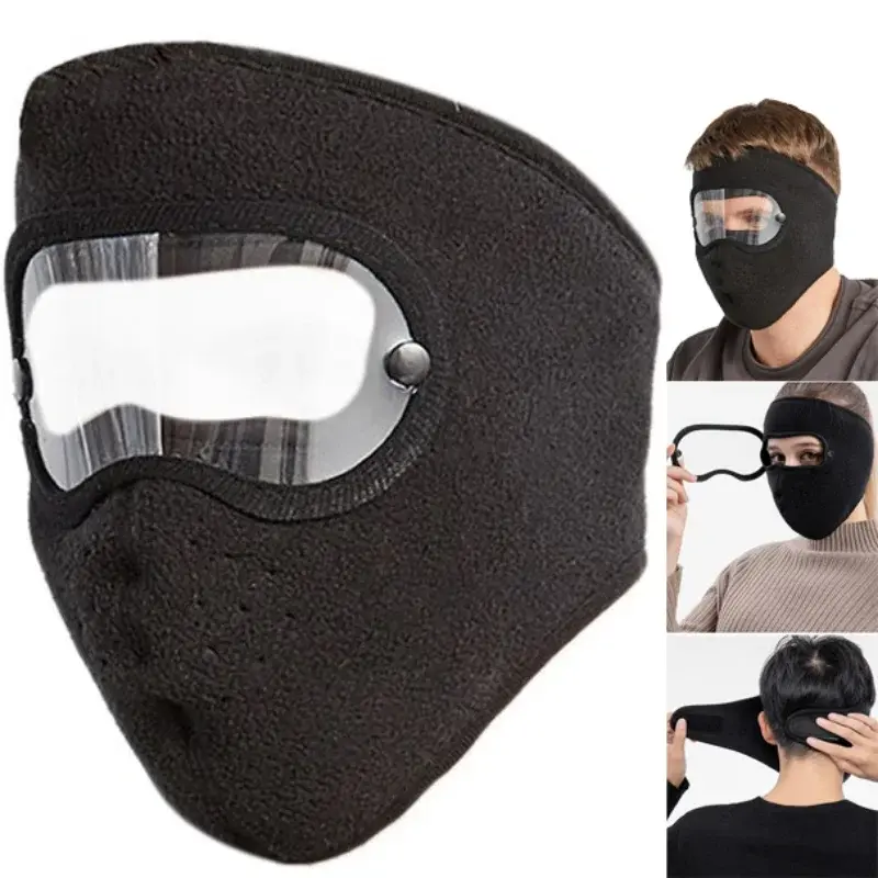 Maschera da sci maschera antivento antipolvere maschera integrale maschere da ciclismo scudo per gli occhi occhiali antiappannamento HD copertura del cappuccio berretto invernale caldo