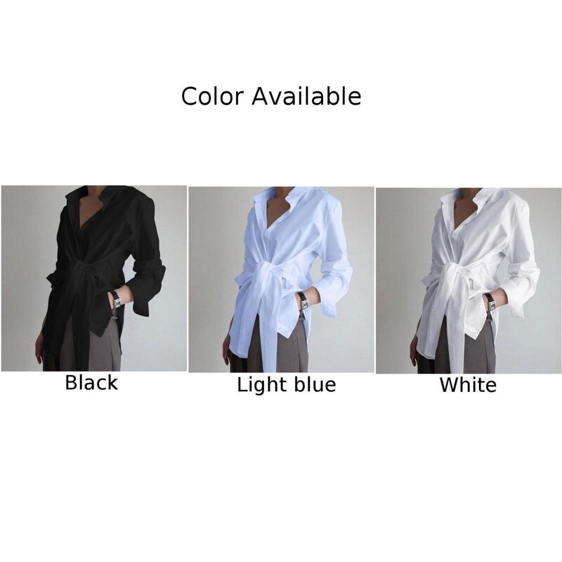 Camicetta Wrap camicie confortevole moda quotidiana Lace Up manica lunga Non Strech Office tinta unita primavera nuovo di zecca