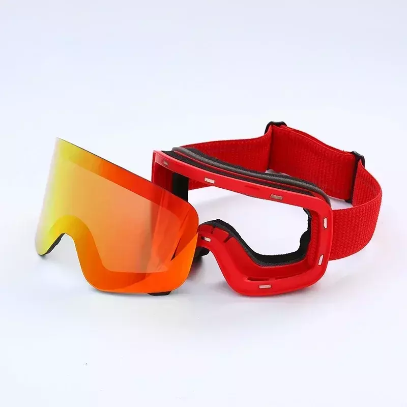 Double Layer Anti-Fog Ski Goggles, Lentes Magnéticas, Quick Change, Multicolor, Snowboard, Esqui, Inverno