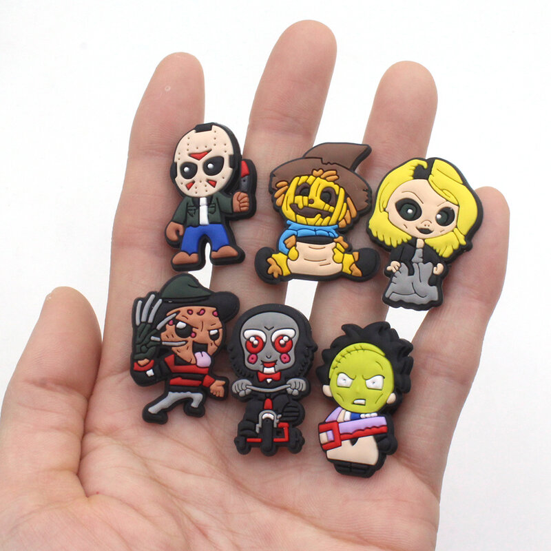 1pcs Multiple Styles Horror Theme Shoe Charms PVC Accessories fit Clogs Sandals Decorate Buckle Kids Halloween Gift