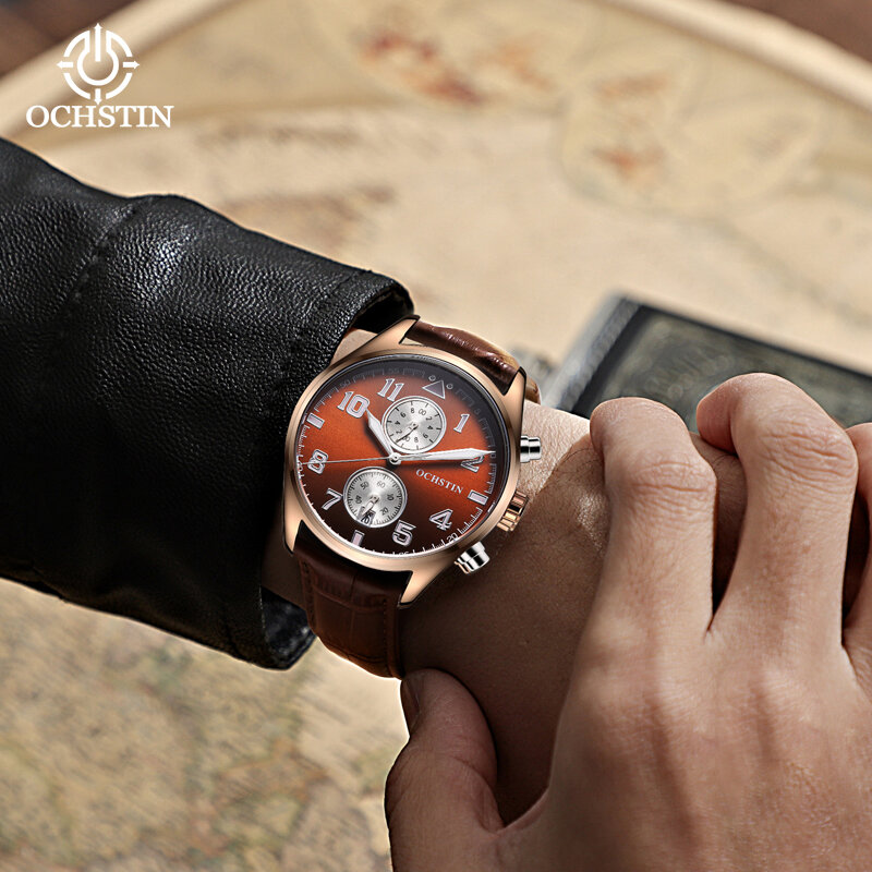 Ochstinprominente jam tangan kuarsa pria, arloji seri selebriti sederhana tren kepribadian multifungsi tahan air