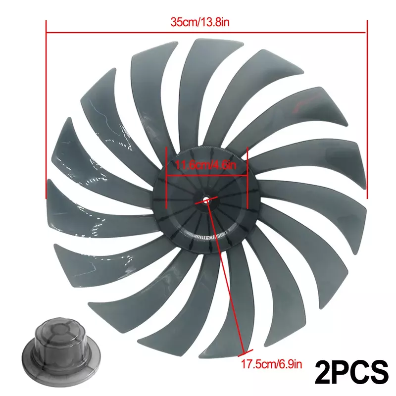 14" 15-blade Transparent Black Electric Fan Blade Replacement Accessories High-quality PP Plastic Household Electric Fans Parts