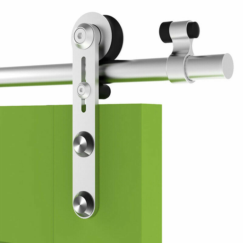 CCJH 2 buah peralatan gantungan rol pintu kayu geser baja tahan karat perak dengan aksesori (tanpa rel/tanpa pintu), dapat dikustomisasi