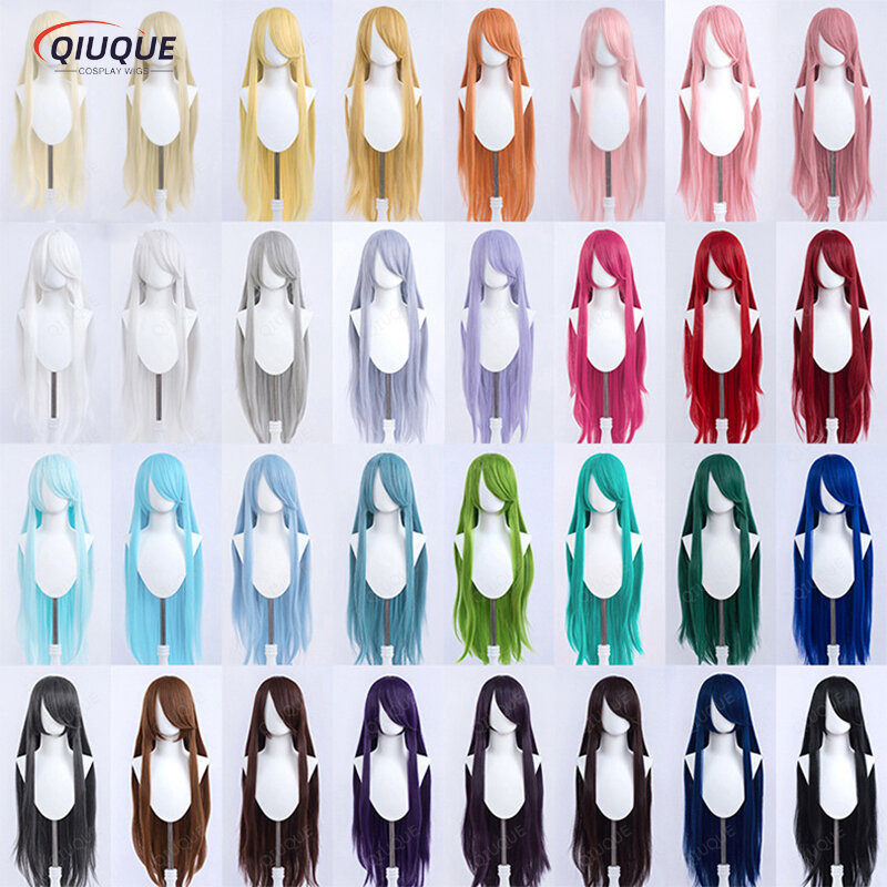 Omopinenet-peluca larga y recta de 100cm, pelo sintético resistente al calor, Color sólido, Compatible con Anime, Universal