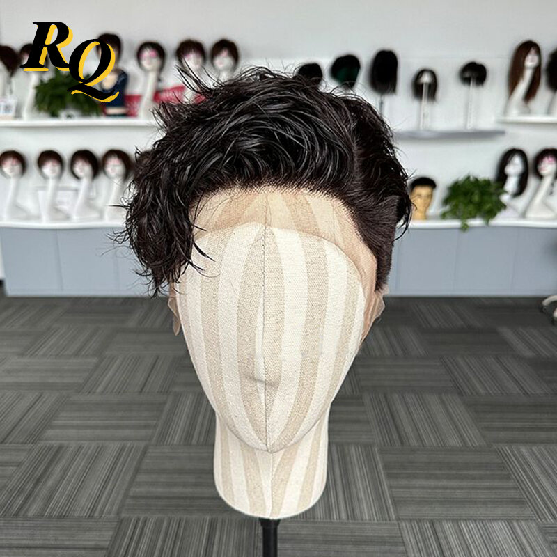 Hair Cut Male Wig Pre Styled Full Lace Wig For Men Easy To Wear Go Toupee Hairpiece Virgin Human Hair Replacement System