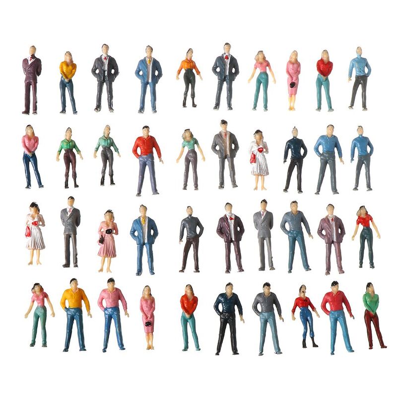 Plastic People Figures Model Building, DIY Character, Mixed Color Pose, Brinquedos para Crianças, Passageiros, 1:100, 1:150, 1:75, 1:50 Escala, 100pcs por saco