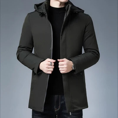 เสื้อโค้ทแจ็คเก็ตกันหนาวแฟชั่นสำหรับผู้ชาย, เสื้อแจ็คเก็ตลำลองและคอขนแกะแบบถอดได้สำหรับฤดูหนาว
