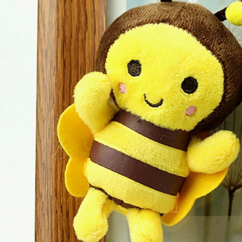 4 Pcs Decorate Pendant Bee Ornaments Pp Cotton Plush Keychain Charms Hanging