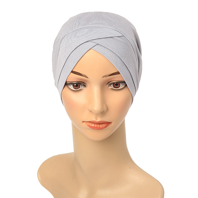 Criss Cross Cotton Inner Hijab cappelli Jersey musulmano Underscarf Modal elastico turbante cofano sciarpa islamica tubo fascia Caps nuovo