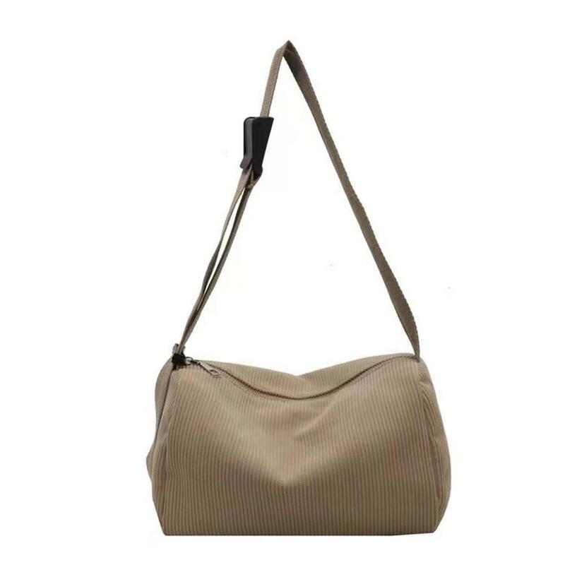Bolso de mano de lona para mujer, bolsa de mano de pana Simple, informal, de gran capacidad, de diseñador, de viaje, sólido, Z2C7