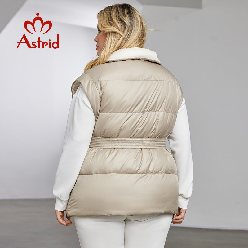 Astrid 여성용 민소매 다운 재킷, 패딩 조끼, 따뜻한 플러스 사이즈, 여성 패션 스트리트 조끼, 여성 캐주얼 겨울 코트
