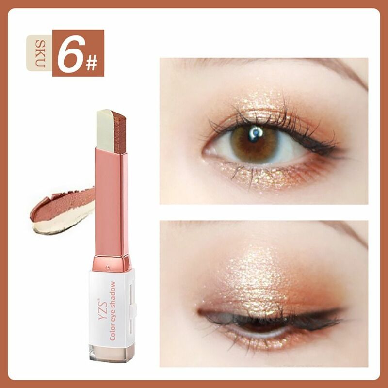 Professional Metallic Eyeshadow Stick, maquiagem preguiçosa, veludo gradiente, 2 em 1