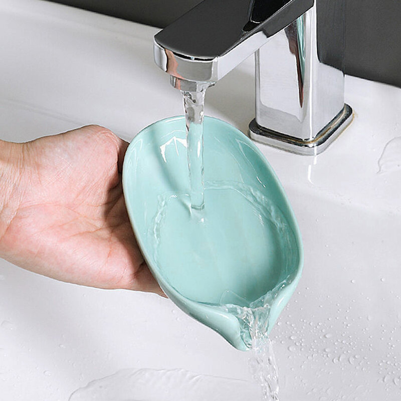 Łazienka uchwyt na mydło pod prysznic kształt liścia mydelniczka spustowy mydło pojemnik na pudełko gąbka tacka do przechowywania akcesoria do łazienki łazienka Gadge