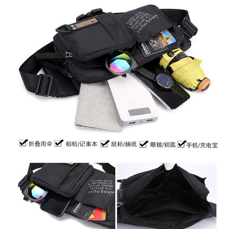 Top Quality Nylon Men's Belt Fanny Pack Shoulder Messenger Bag  Travel Bum Sling Chest Waist Bags