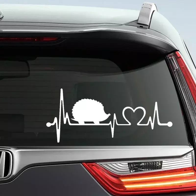 Автомобильная наклейка с рисунком ежика и сердцебиения, высекающая виниловая наклейка, водонепроницаемые Автомобильные украшения для кузова автомобиля, бампера, заднего стекла, 20 см