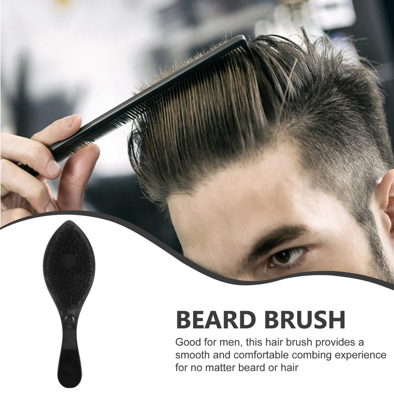 Cepillo de pelo de cerdas de barba portátil para hombre, estilo de pelo graso, Cerdas con mango de madera