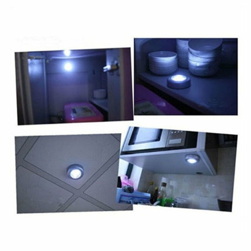 3 LED Battery Powered Wireless Night Light Stick Tap Touch Push Security Closet Cabinet Kitchen Wall Lamp Automobile Lamps