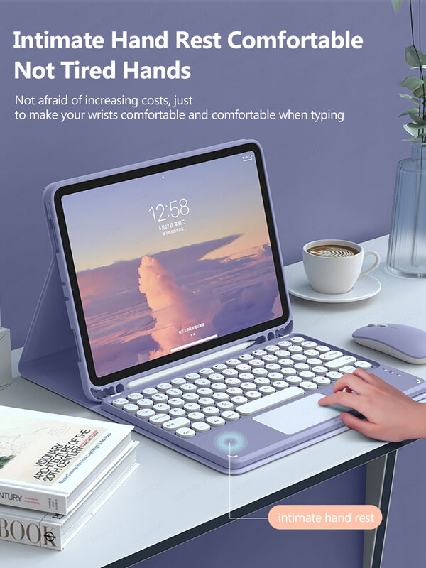 Teclado Bluetooth-Tastatur drahtlose Maus für iPad Fall 10,2 7/10,5 9. Generation Pro 11 iPad 10. Pro Air 5/6.