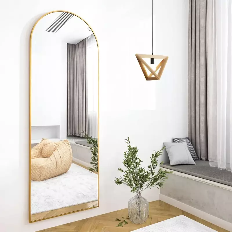 Зеркало с подвесным креплением 64x21 дюймов, алюминиевая рамка, современный простой домашний декор для гостиной, спальни, гардероба, Золотое длинное зеркало