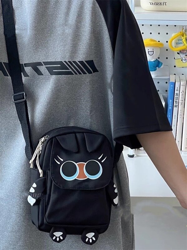 Kawaii Kitten Crossbody Bags Women Cute Cartoon Cat Purses and Handbags College Student Shoulder Bag New 2024 Phone Bag Bolso