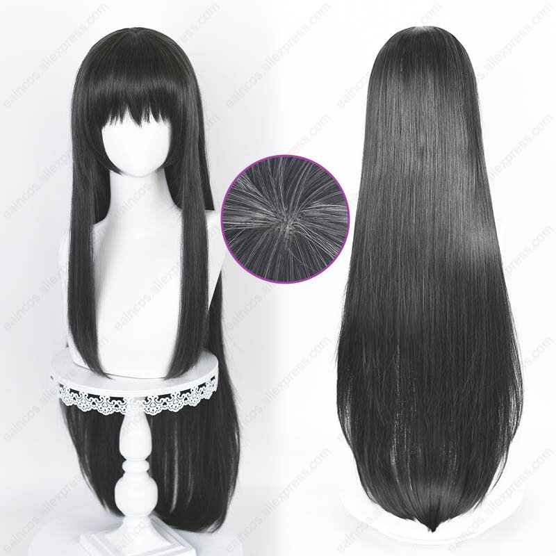Парик для косплея Homura Akemi длиной 90 см, темно-серые прямые/парики с приманками, термостойкие синтетические волосы, искусственные волосы на Хэллоуин