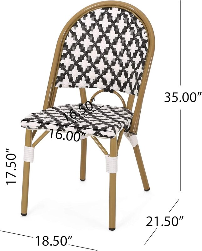 Outdoor francês Estilo Bistro Chair, Reuniões familiares, café cadeiras, Amigos Reuniões, Conjunto de 2