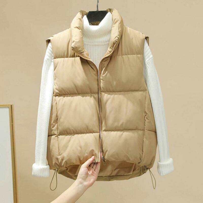 Chaleco grueso sin mangas para mujer, chaqueta acolchada, cálida, resistente al frío, protección del cuello, Otoño e Invierno