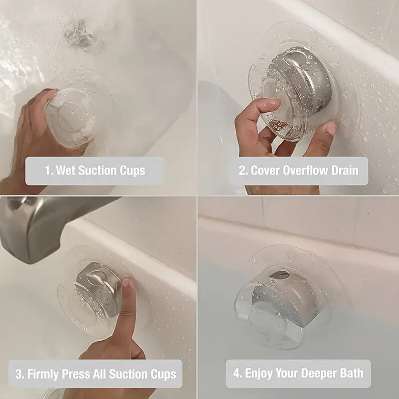 Bathtub Overflow Drain Cover PVC Suction Cup Seal Bath Tub Drains Block Stopper for Deeper Water Bathroom Shower Accessories